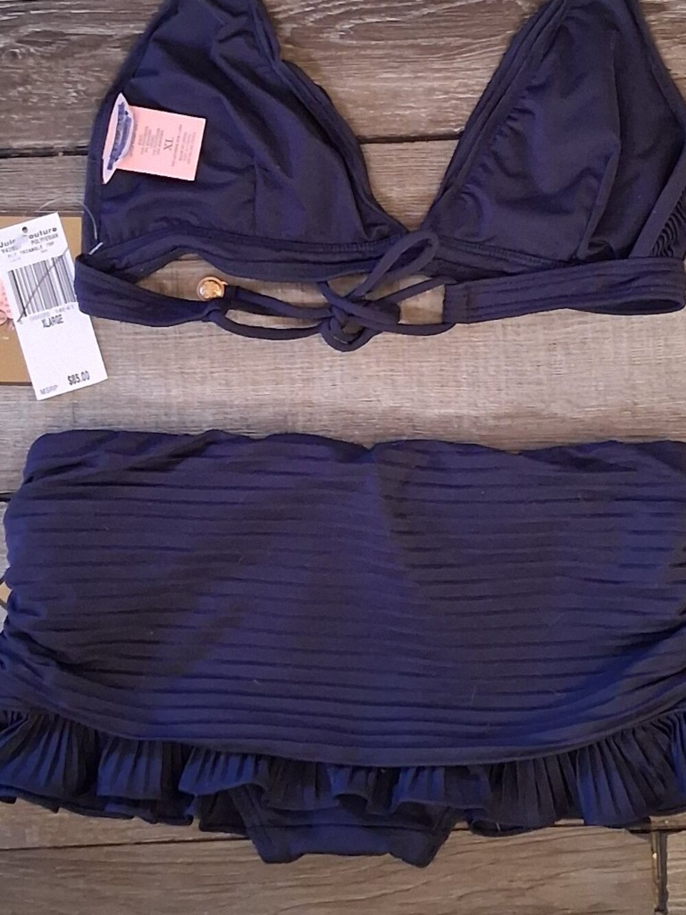 Juicy Couture Plisse Pleated Skirted Bikini XL/L Top Small Bottom - Picture 7 of 10